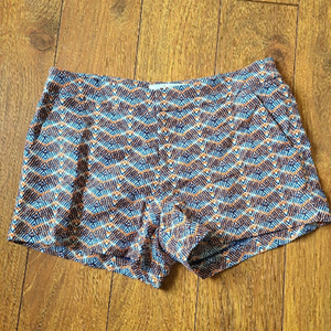 Joie Merci Orange and blue Tribal Print Linen shorts